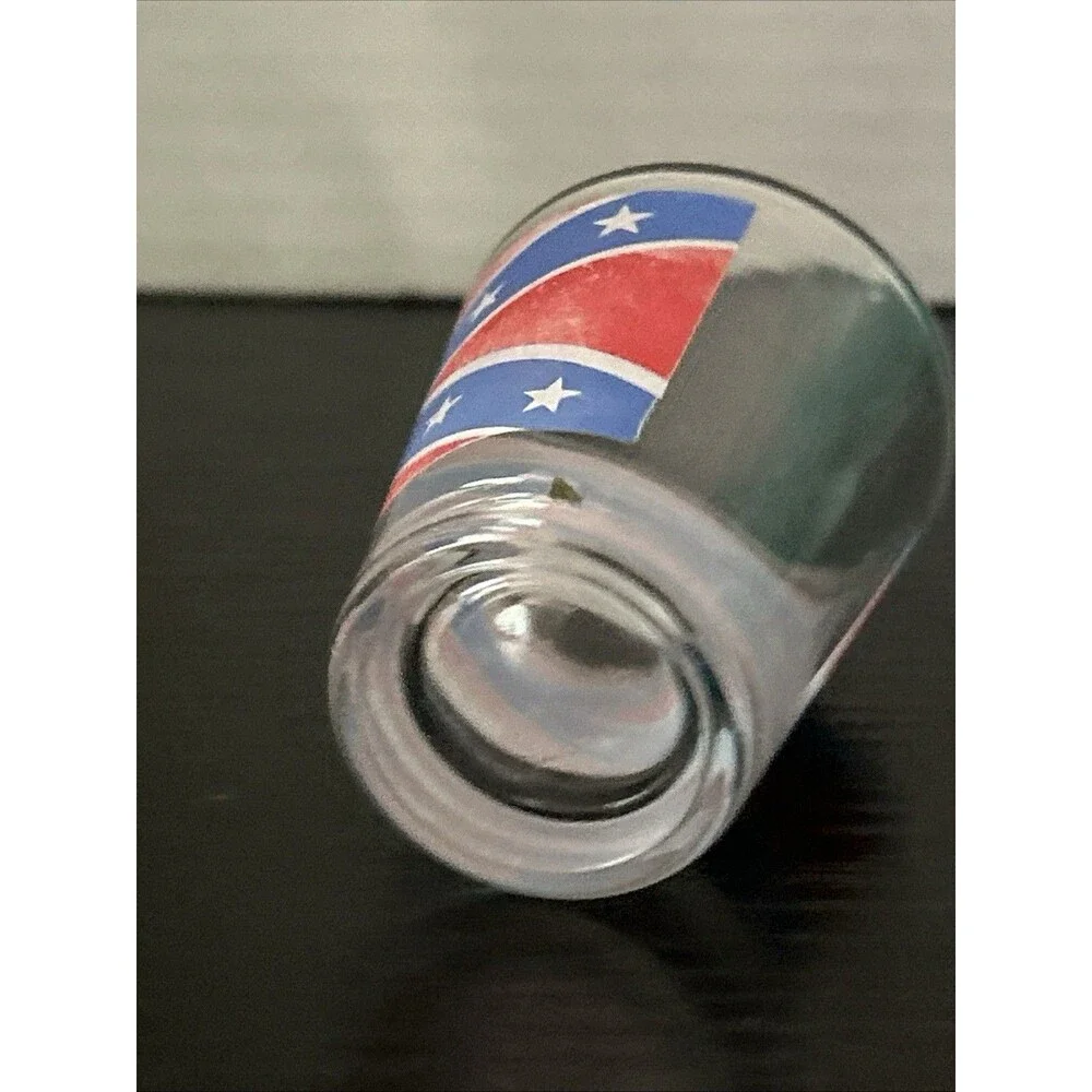 Rebal shot glass .  confedrate  flag Darn tooting  vintage